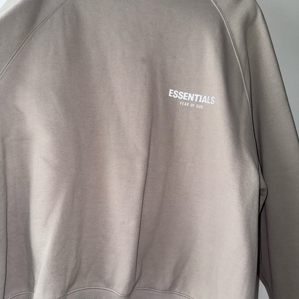 Fear of God ESSENTIALS Taupe/White Logo Crewneck Sweatshirt
